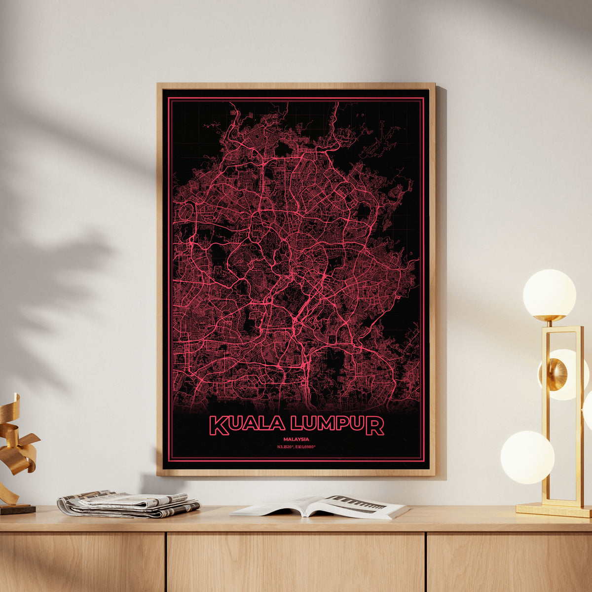Kuala Lumpur Phosphor Map Poster - System Alert