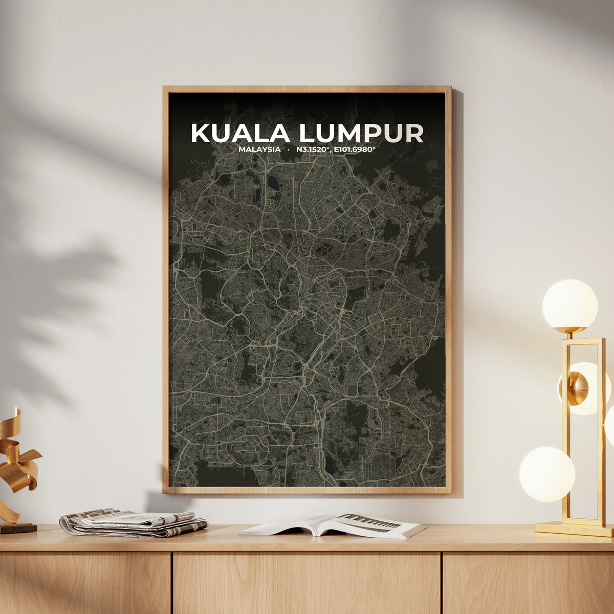 Kuala Lumpur Sable Map Poster