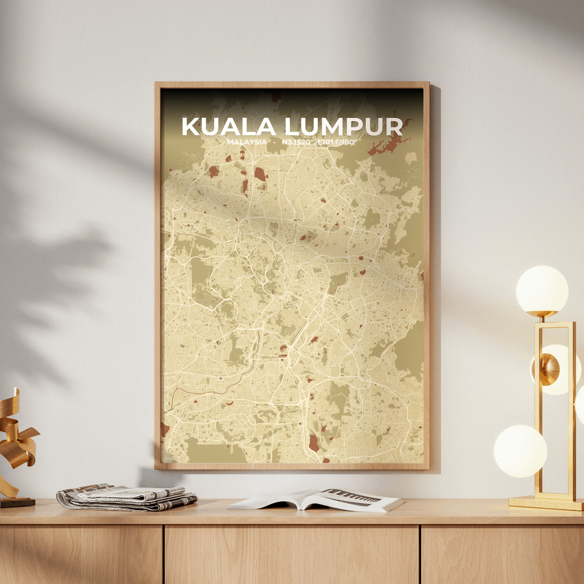 Kuala Lumpur Ember Map Poster