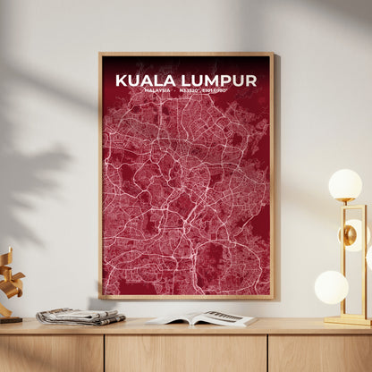 Kuala Lumpur Garnet Map Poster
