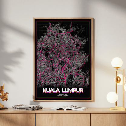 Kuala Lumpur Retro Map Poster