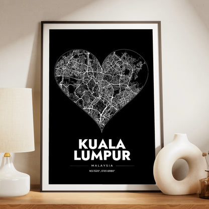 Kuala Lumpur Heart Map Poster