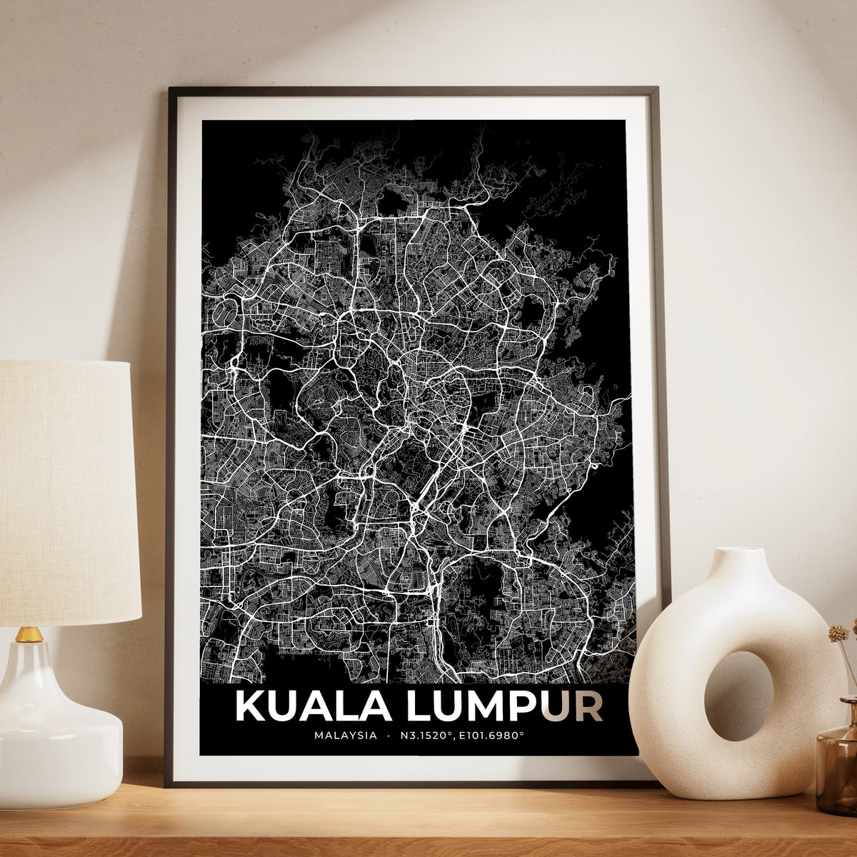 Kuala Lumpur Elegant Map Poster