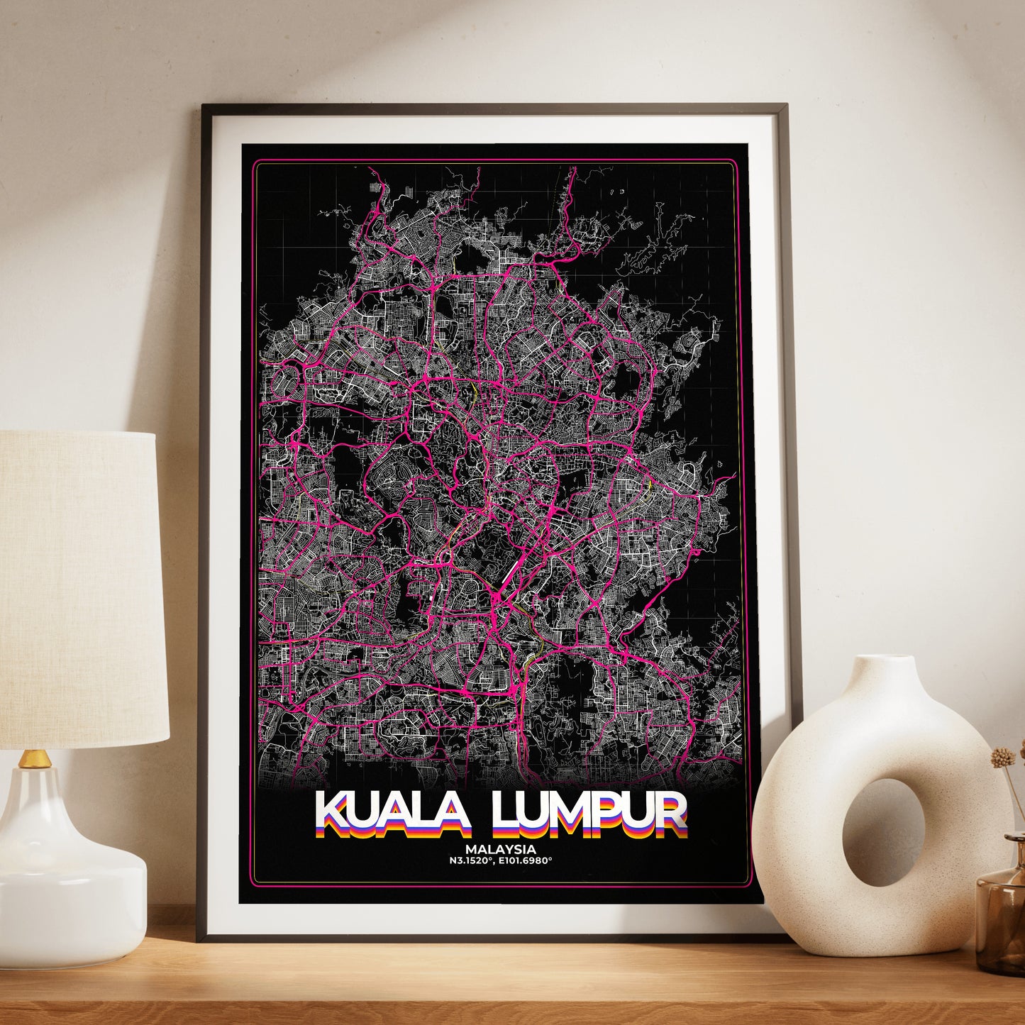 Kuala Lumpur Retro Map Poster