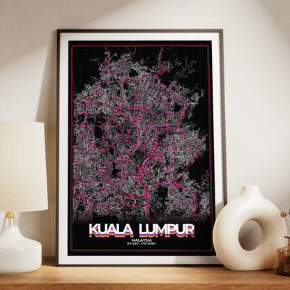 Kuala Lumpur Retro Map Poster