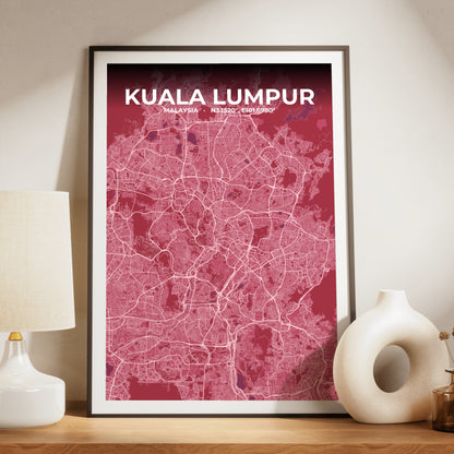Kuala Lumpur Scarlet Map Poster