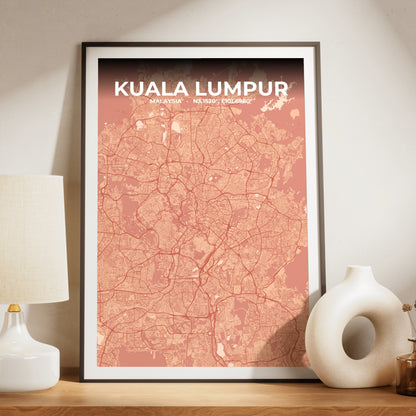 Kuala Lumpur Blush Map Poster