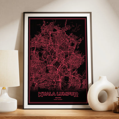 Kuala Lumpur Phosphor Map Poster - System Alert