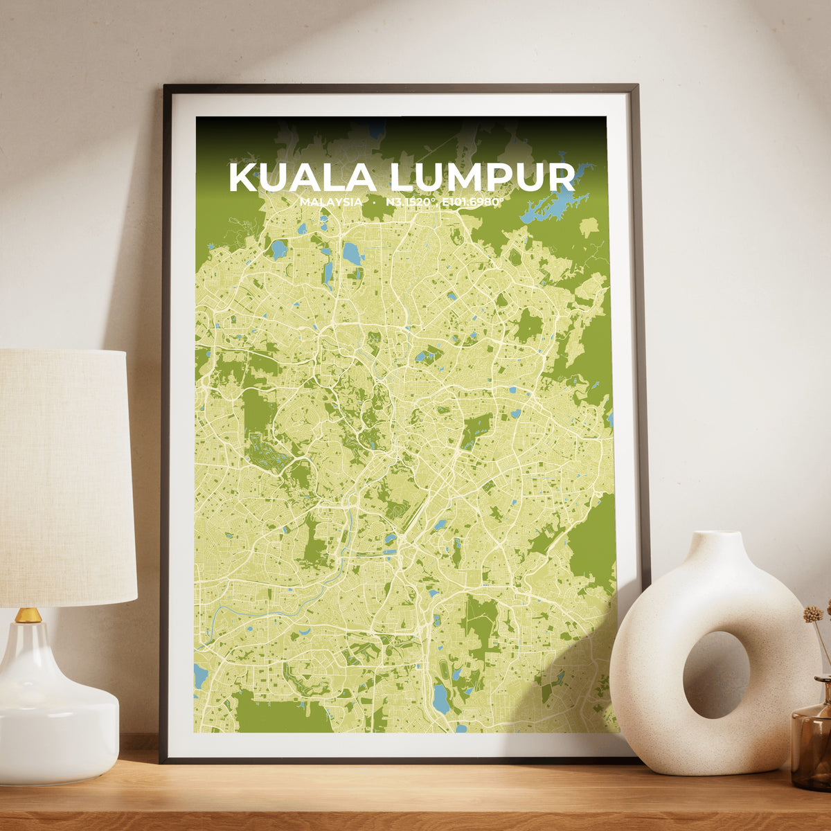 Kuala Lumpur Fern Map Poster