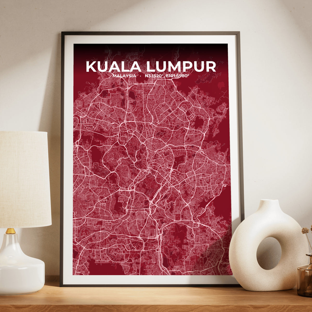 Kuala Lumpur Garnet Map Poster