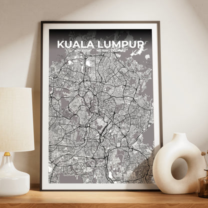 Kuala Lumpur Ash Map Poster