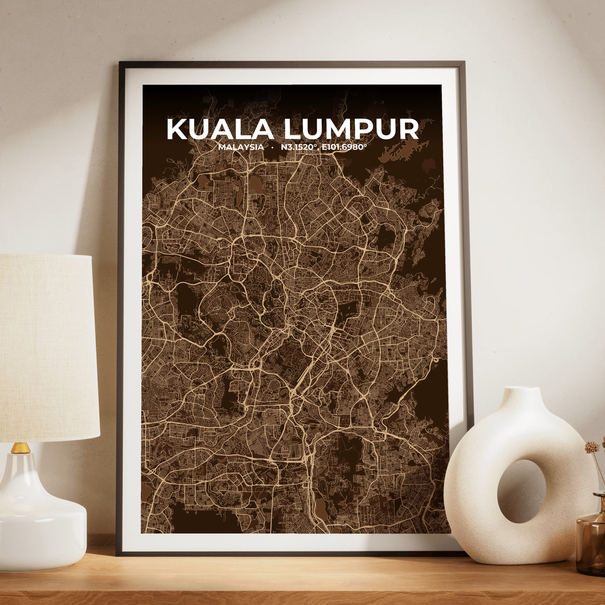 Kuala Lumpur Plum Map Poster