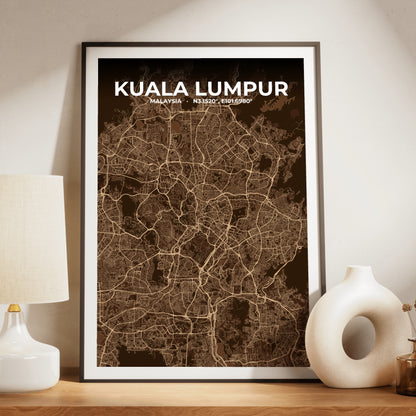 Kuala Lumpur Plum Map Poster