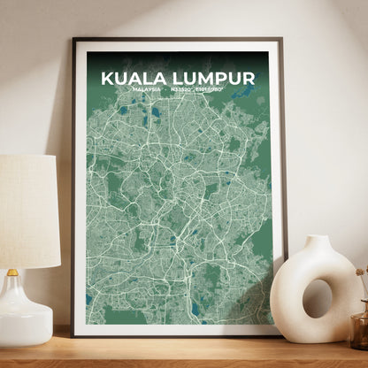 Kuala Lumpur Mist Map Poster