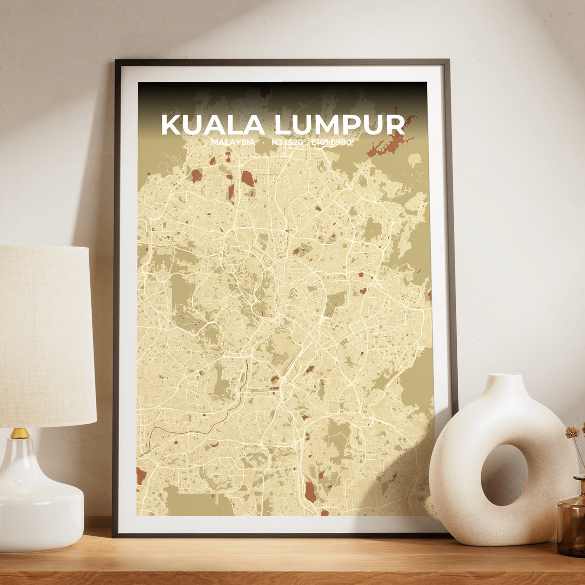 Kuala Lumpur Ember Map Poster