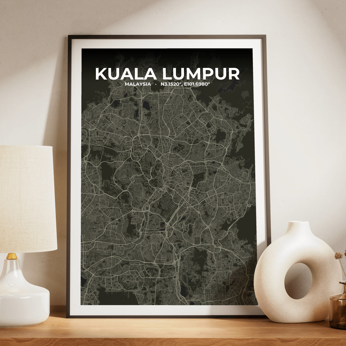 Kuala Lumpur Sable Map Poster