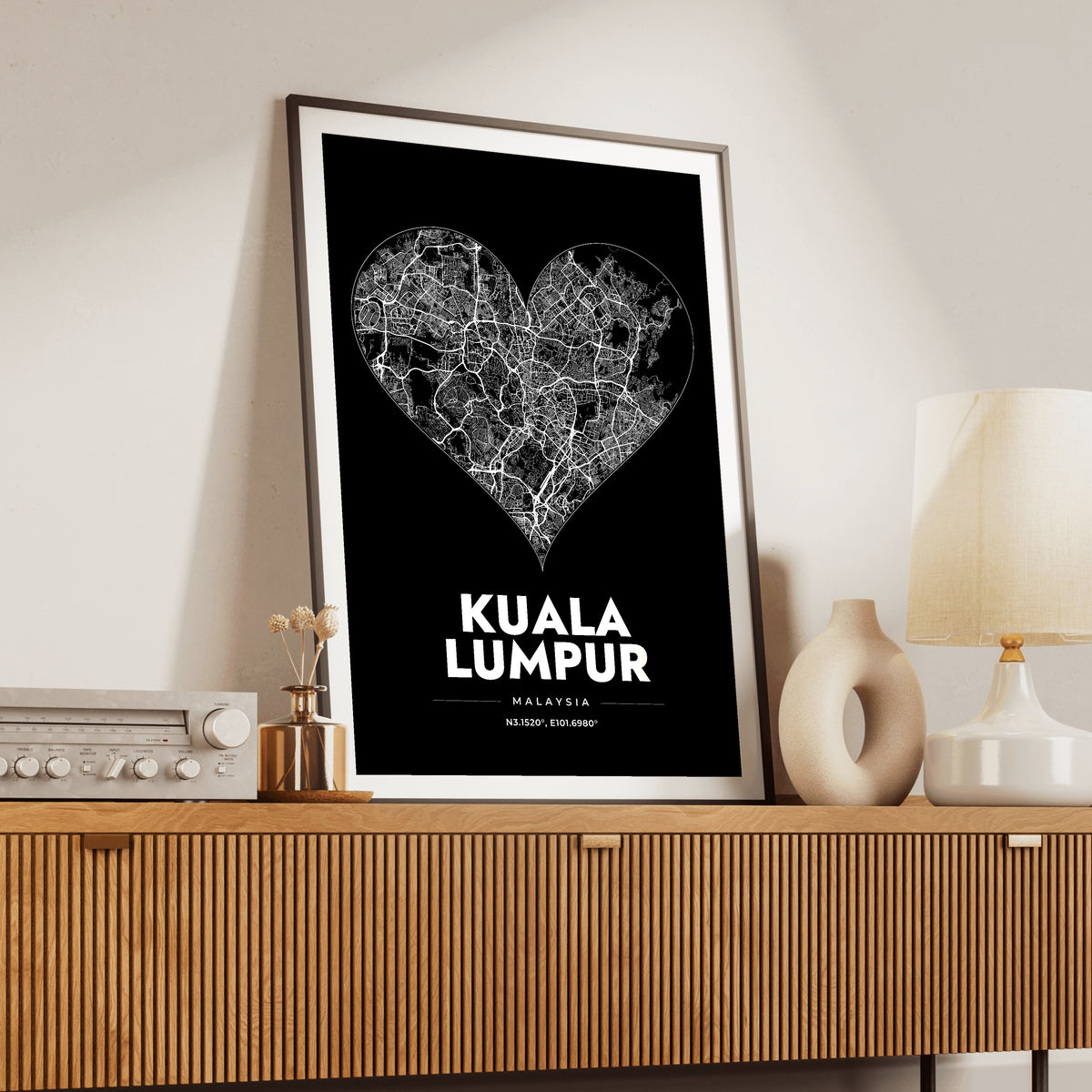 Kuala Lumpur Heart Map Poster