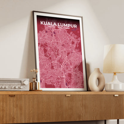 Kuala Lumpur Scarlet Map Poster