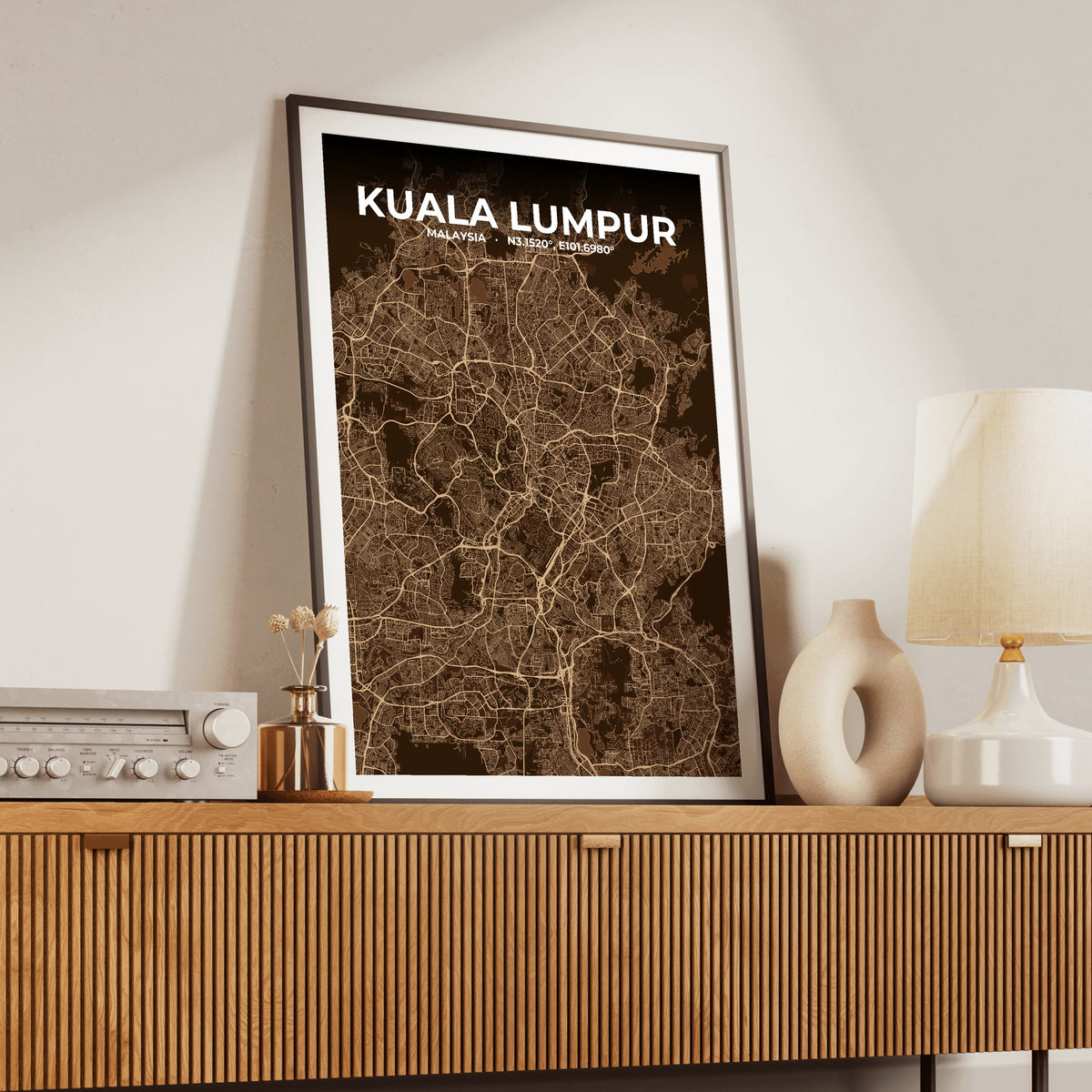 Kuala Lumpur Plum Map Poster