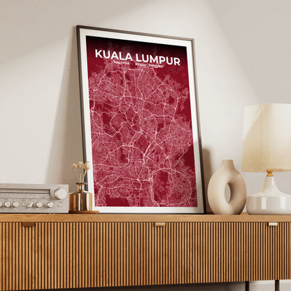 Kuala Lumpur Garnet Map Poster