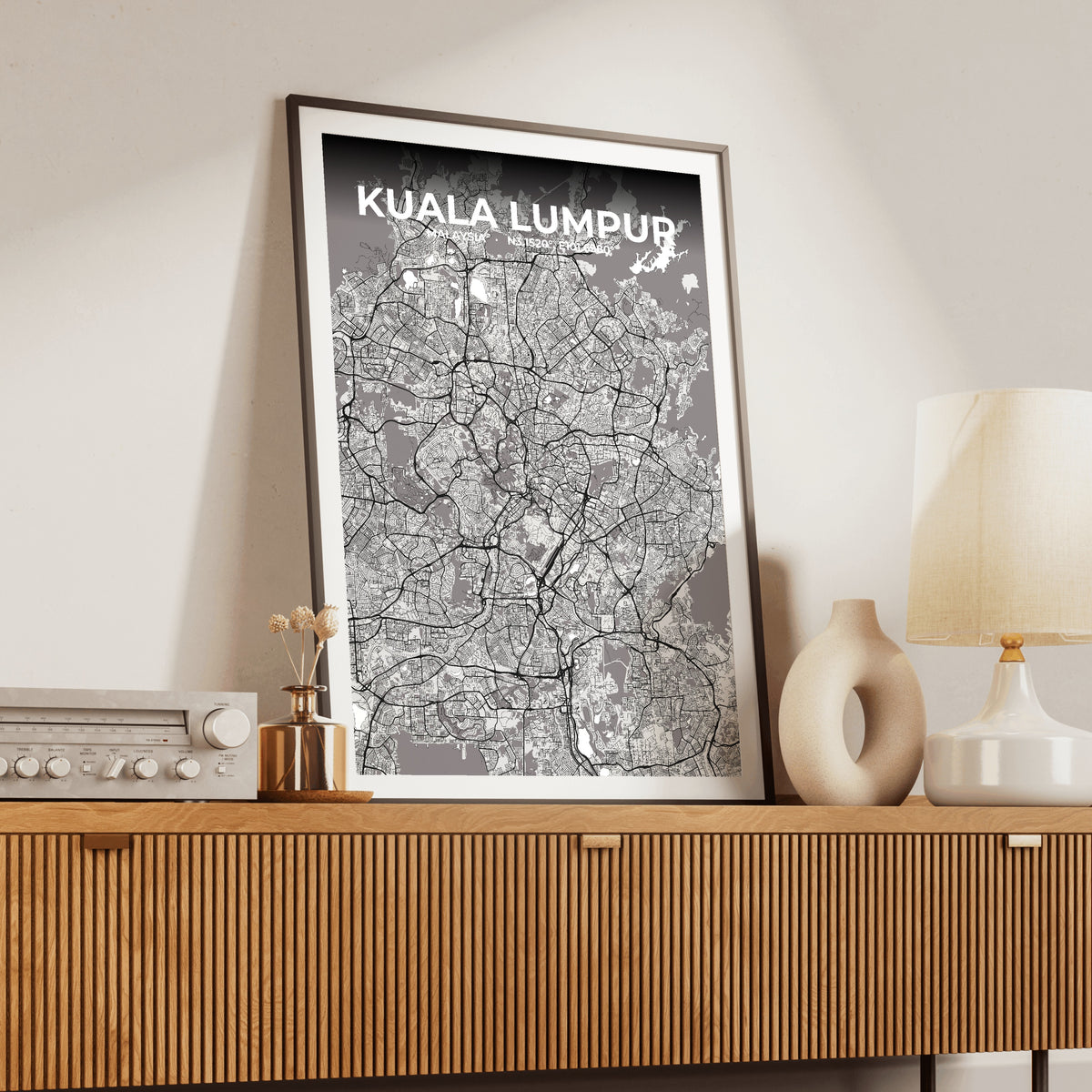 Kuala Lumpur Ash Map Poster