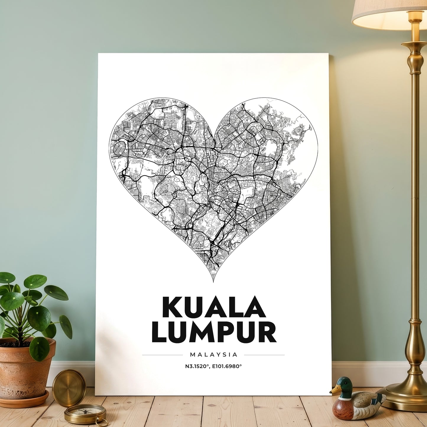 Kuala Lumpur Heart Map Poster