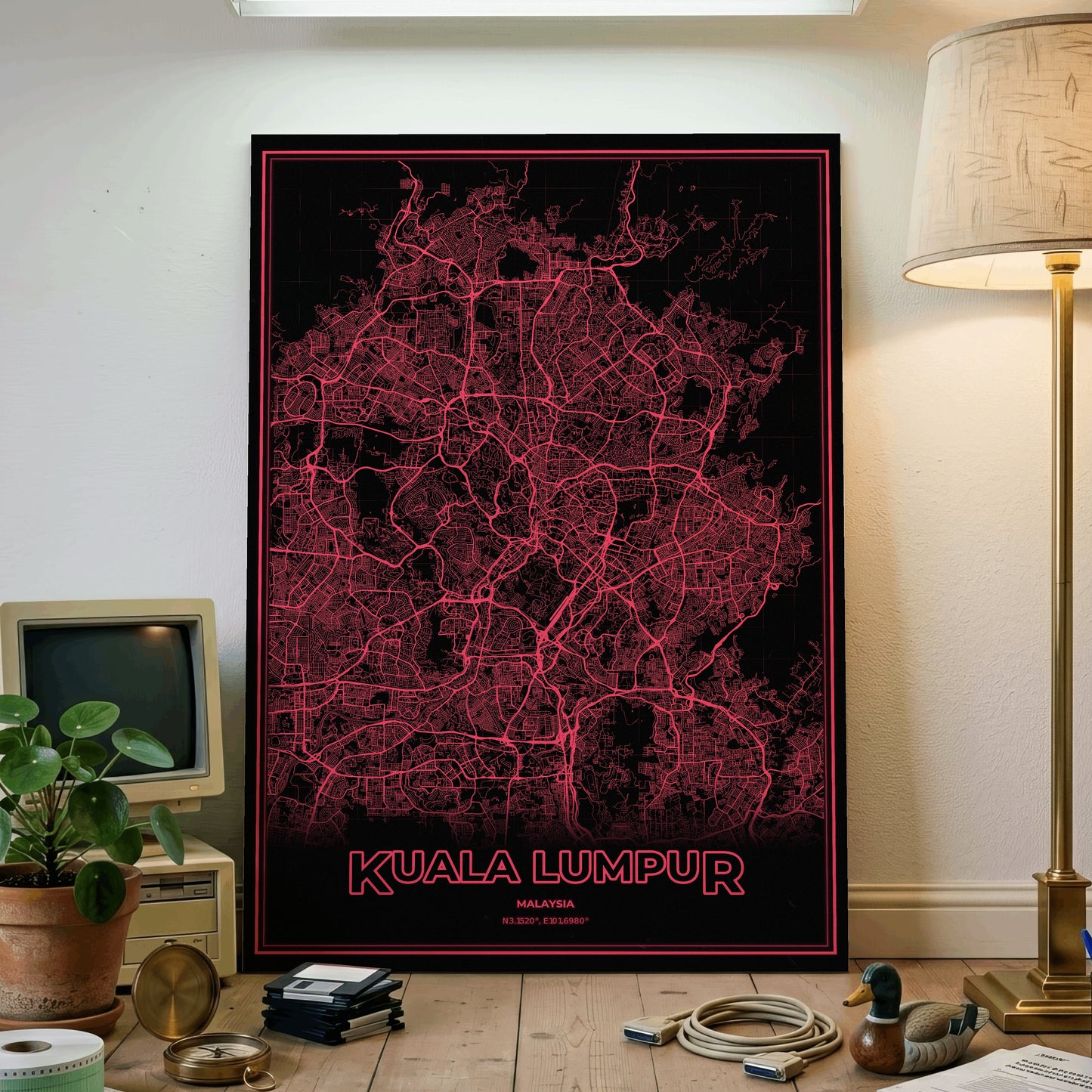 Kuala Lumpur Phosphor Map Poster - System Alert