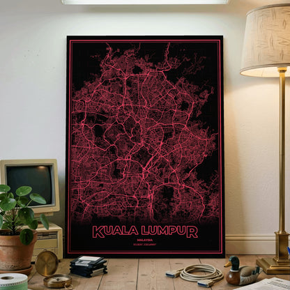 Kuala Lumpur Phosphor Map Poster - System Alert