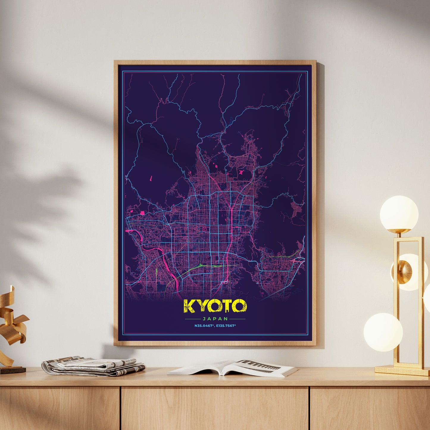 Kyoto Cyberpunk Map Poster