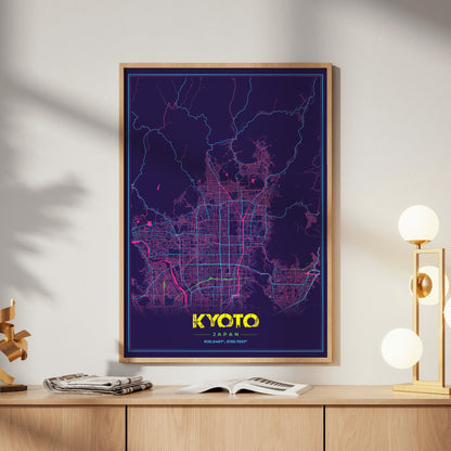 Kyoto Cyberpunk Map Poster