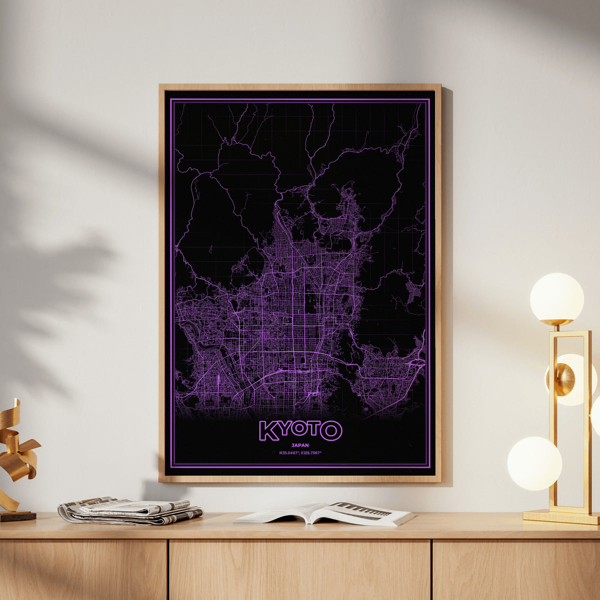 Kyoto Phosphor Map Poster - EGA Violet