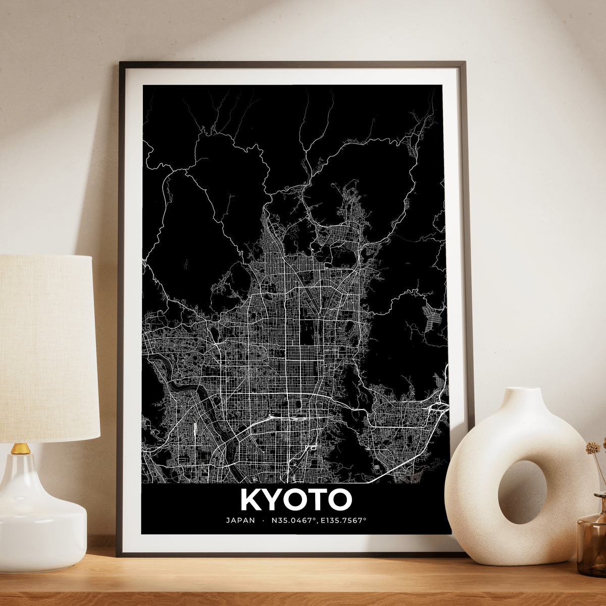 Kyoto Elegant Map Poster