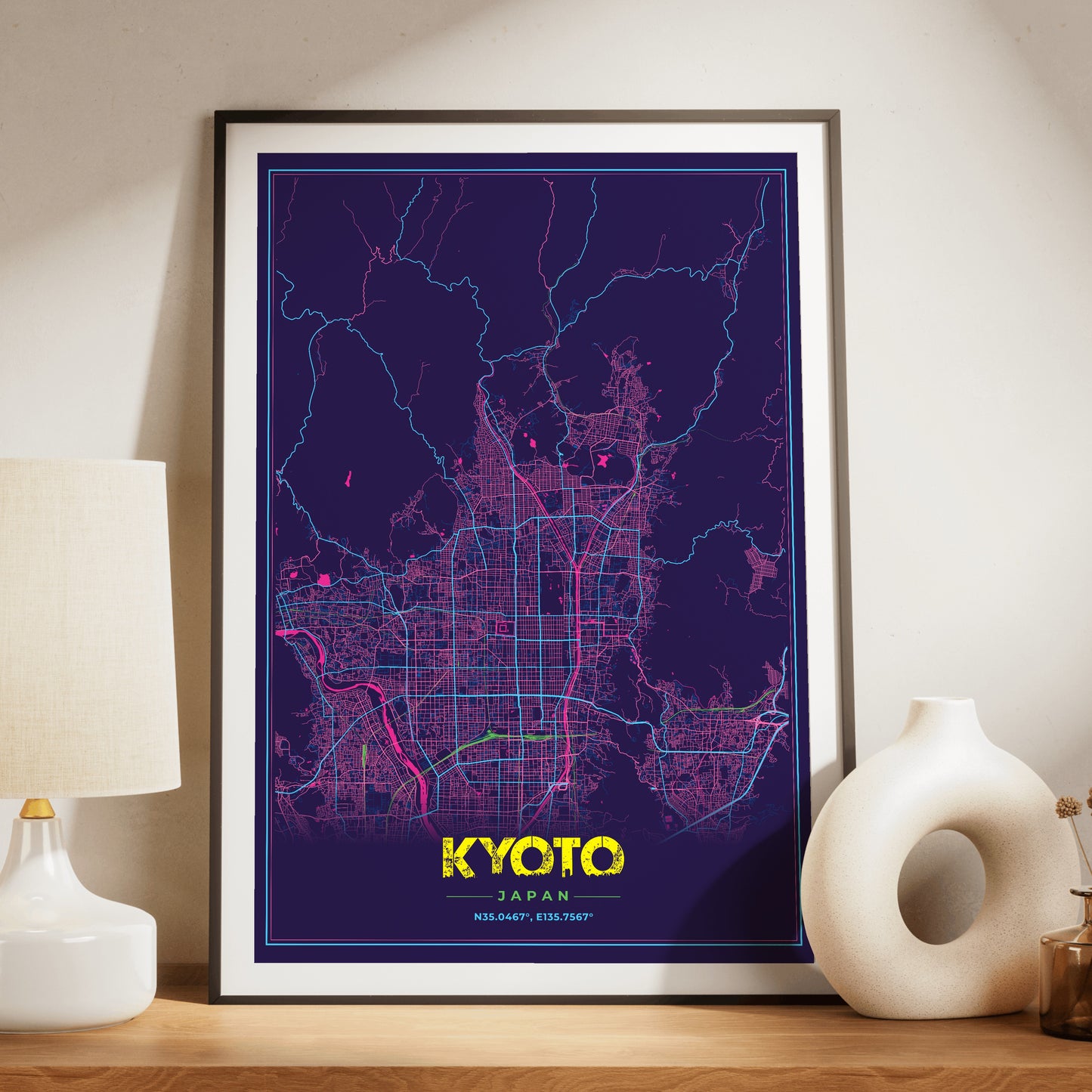 Kyoto Cyberpunk Map Poster