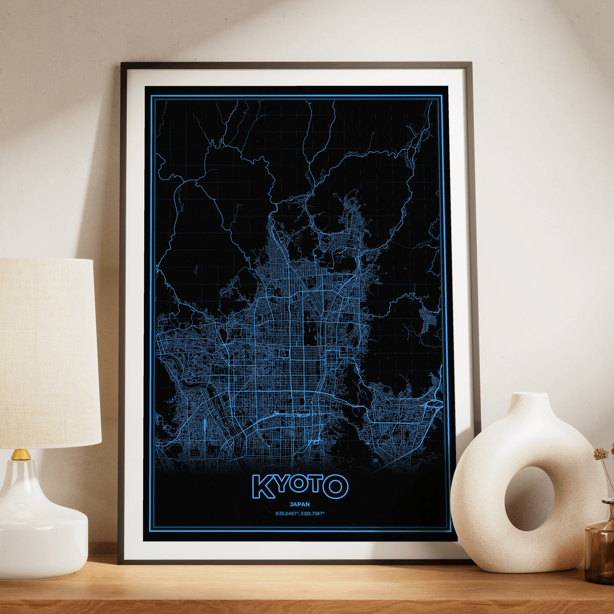 Kyoto Phosphor Map Poster - IBM Blue