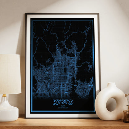 Kyoto Phosphor Map Poster - IBM Blue