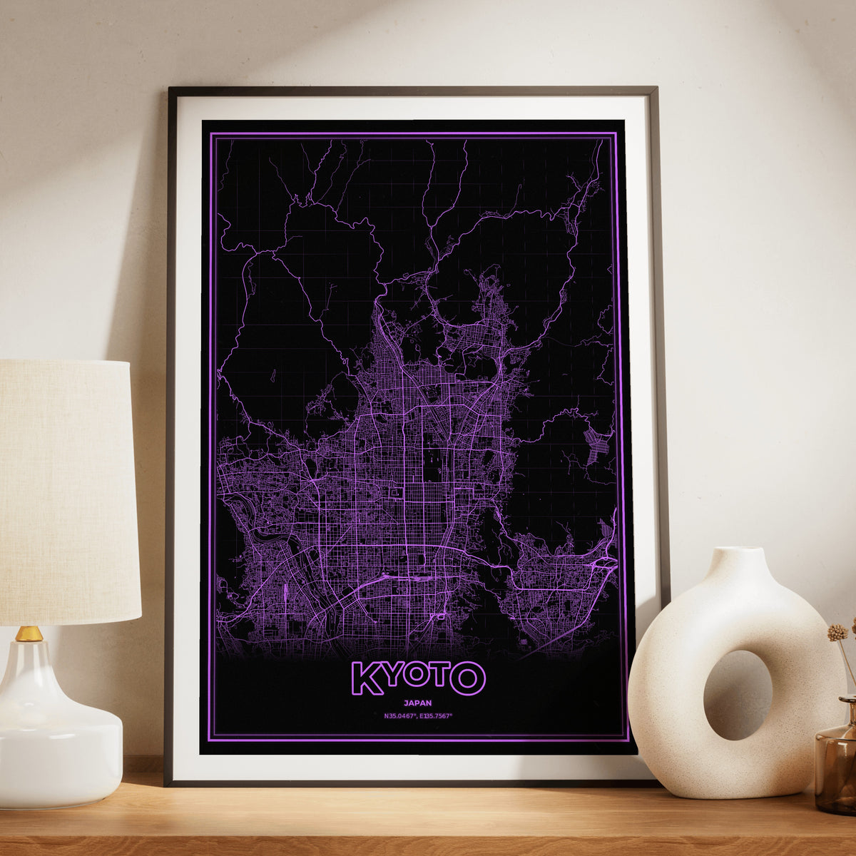 Kyoto Phosphor Map Poster - EGA Violet