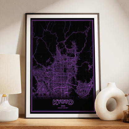 Kyoto Phosphor Map Poster - EGA Violet