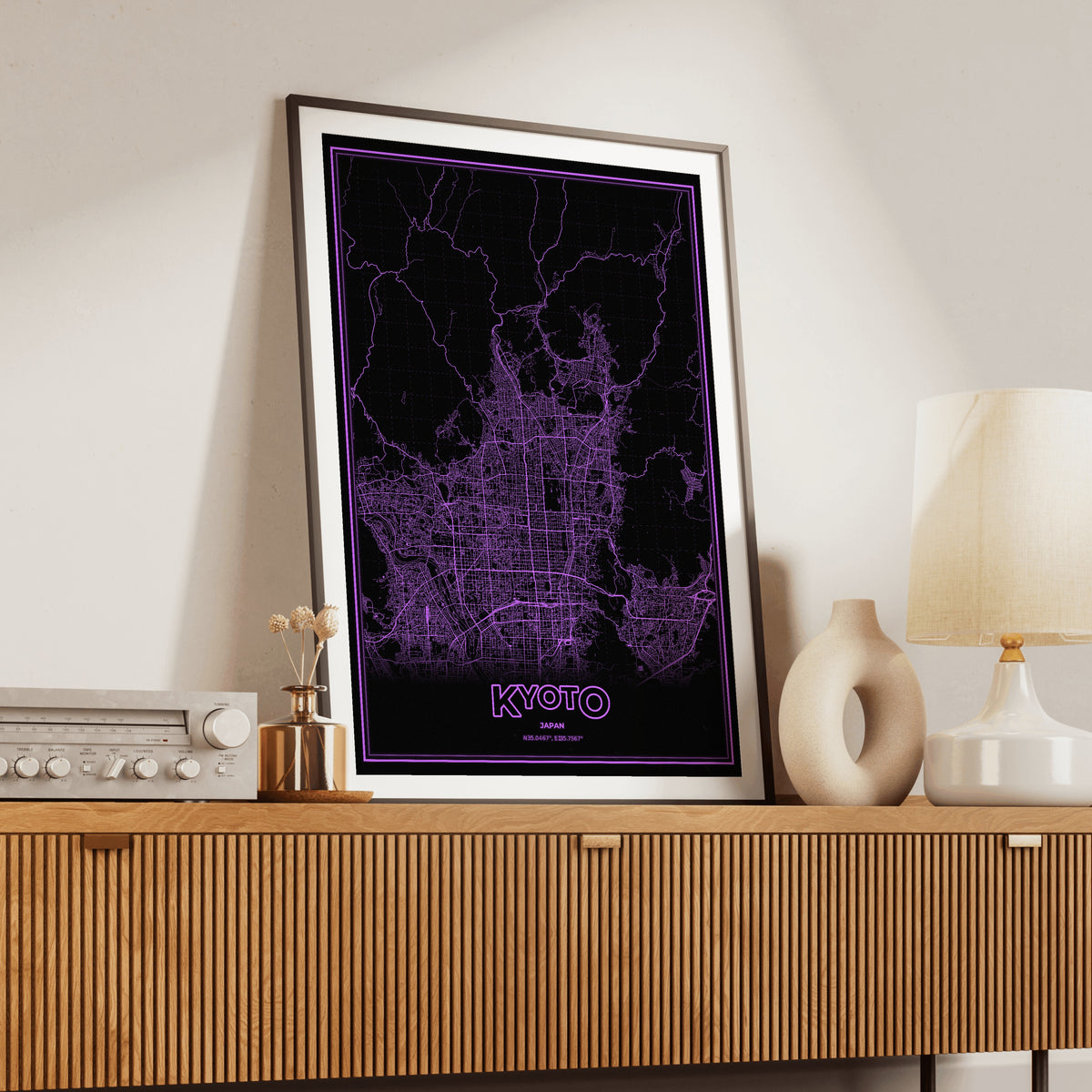 Kyoto Phosphor Map Poster - EGA Violet