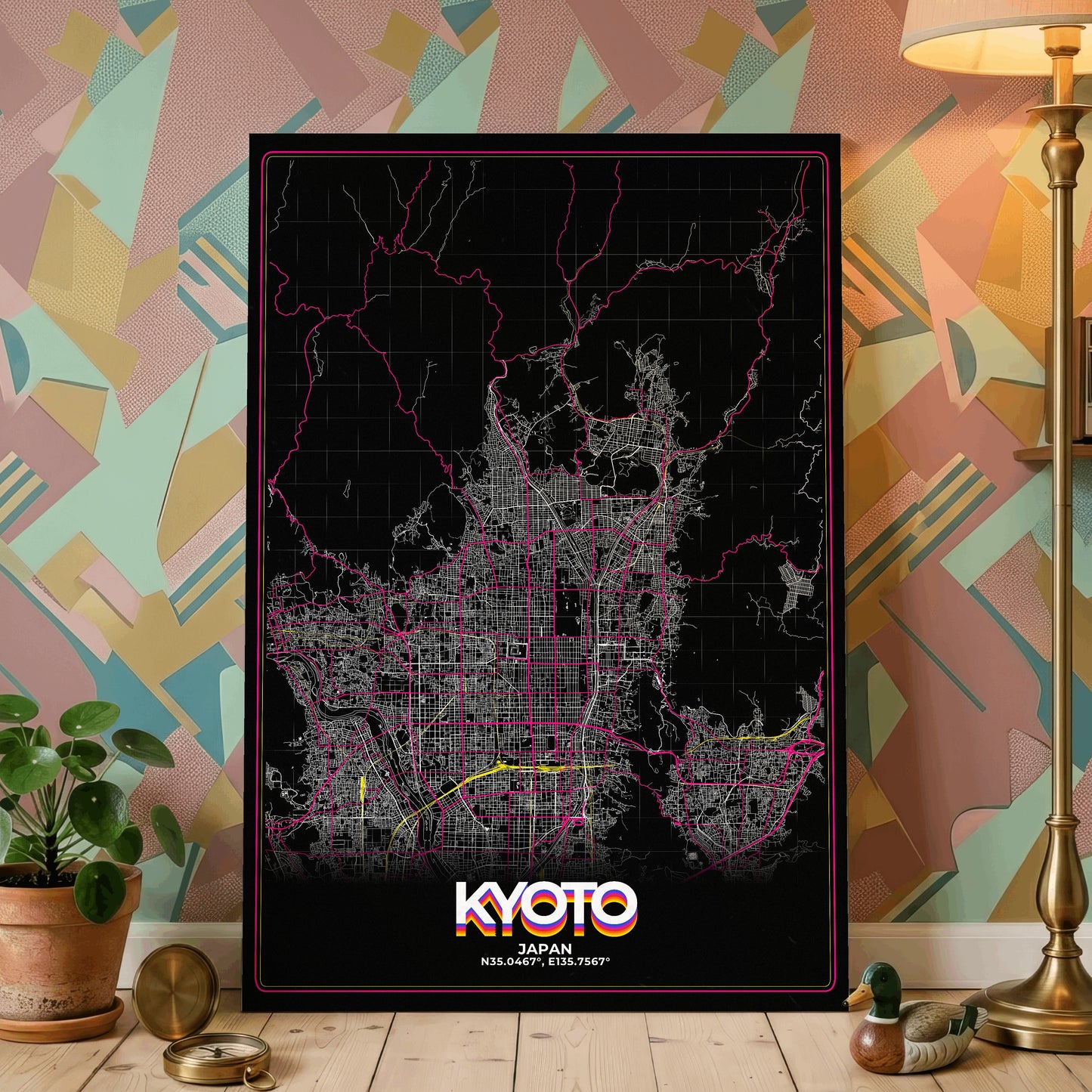 Kyoto Retro Map Poster
