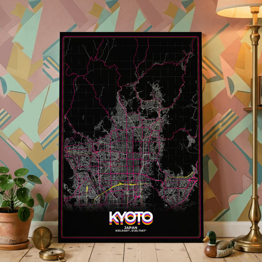 Kyoto Retro Map Poster