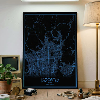 Kyoto Phosphor Map Poster - IBM Blue
