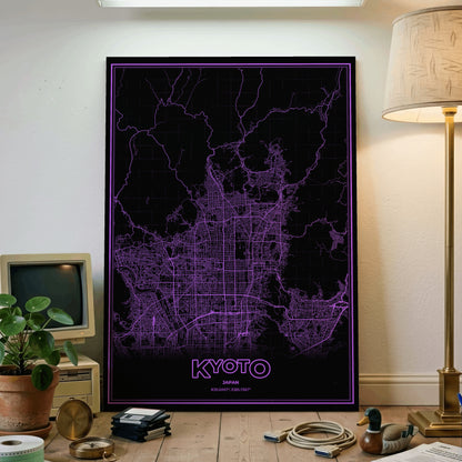 Kyoto Phosphor Map Poster - EGA Violet