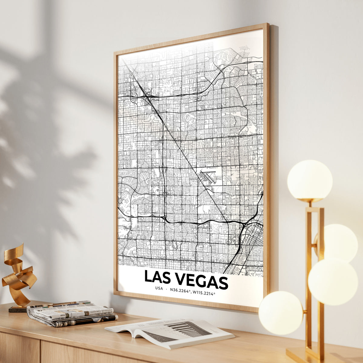 Las Vegas Elegant Map Poster