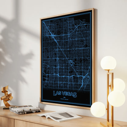 Las Vegas Phosphor Map Poster - IBM Blue