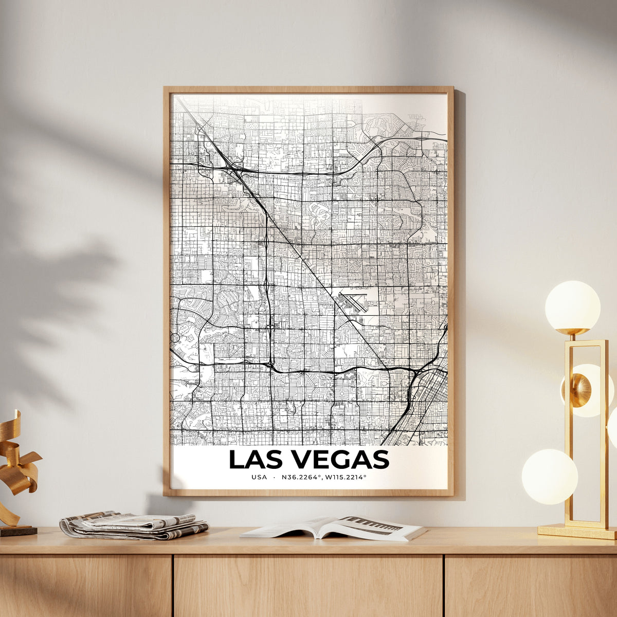 Las Vegas Elegant Map Poster