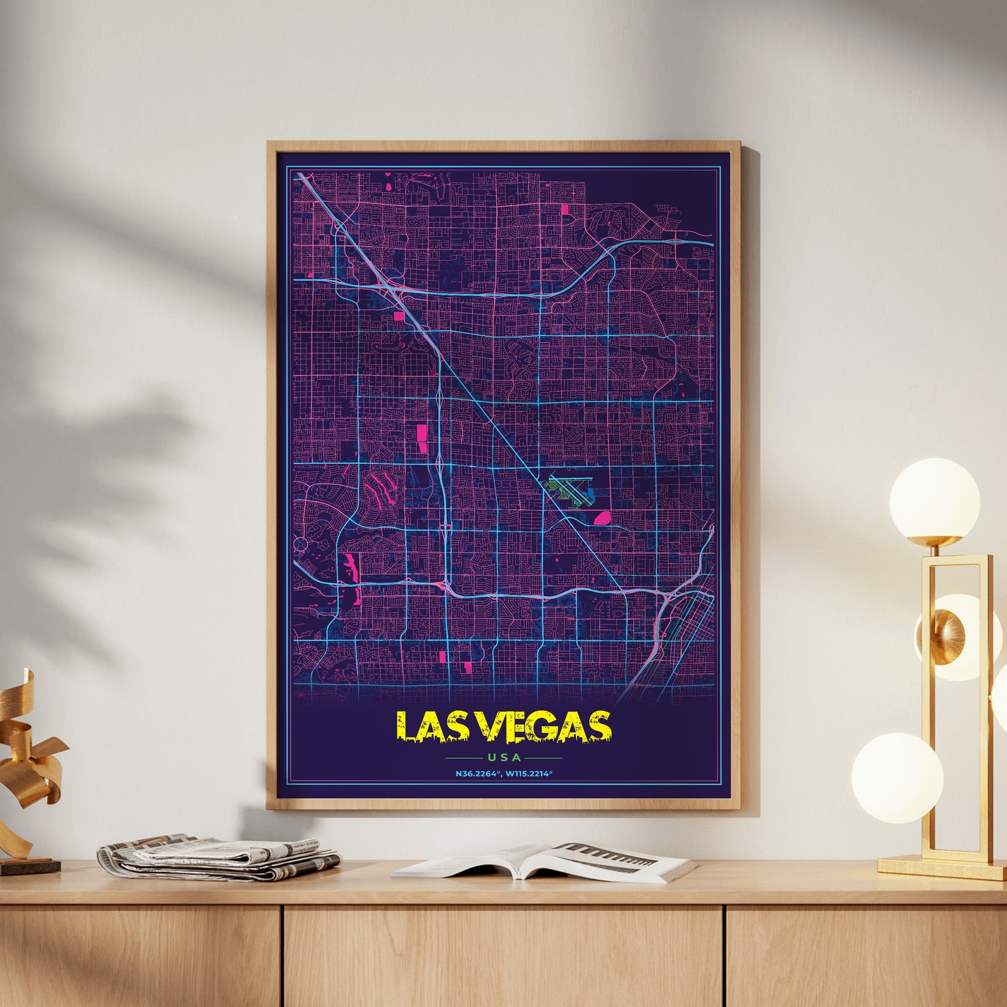 Las Vegas Cyberpunk Map Poster