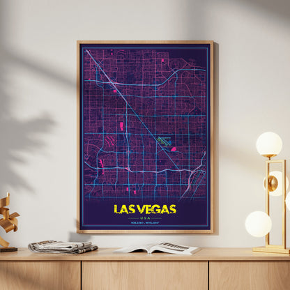 Las Vegas Cyberpunk Map Poster