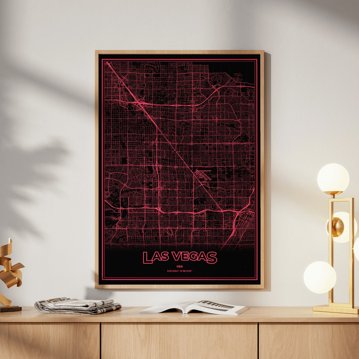 Las Vegas Phosphor Map Poster - System Alert