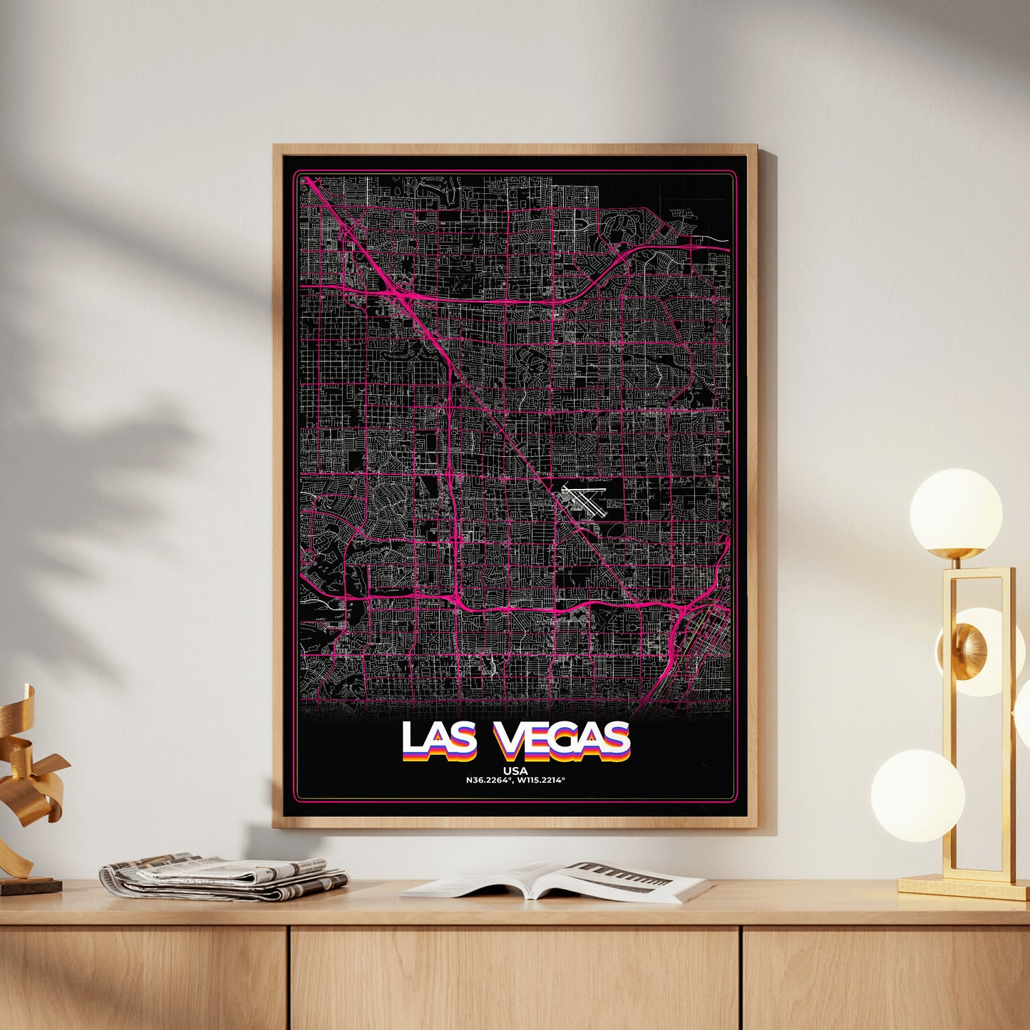 Las Vegas Retro Map Poster
