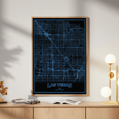 Las Vegas Phosphor Map Poster - IBM Blue